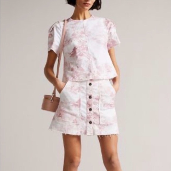 Ted Baker Jonett white denim patterned top - Picture 2 of 5